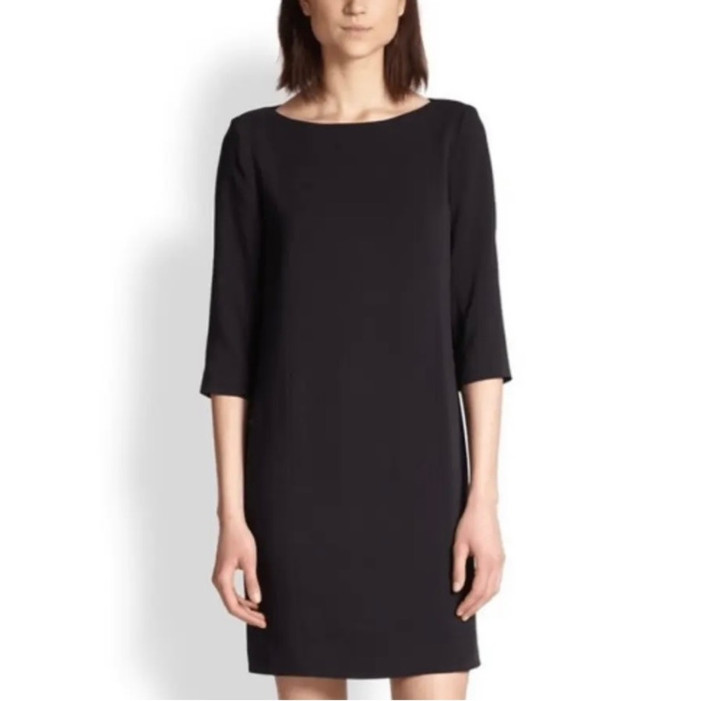 Vince Black Half Sleeve Shift Dress Women Sz 10 Quiet Luxury Minimalist Preppy